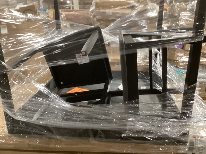 Condition photo showing Good Condition for Tangkula Mid-Century Modern Dining Table Set for 2, Wooden Kitchen Table & 2 Chairs with Padded Seats, 3-Piece Compact Dining Set for Small Spaces, Kitchen, Living Room (Grey+Black)
