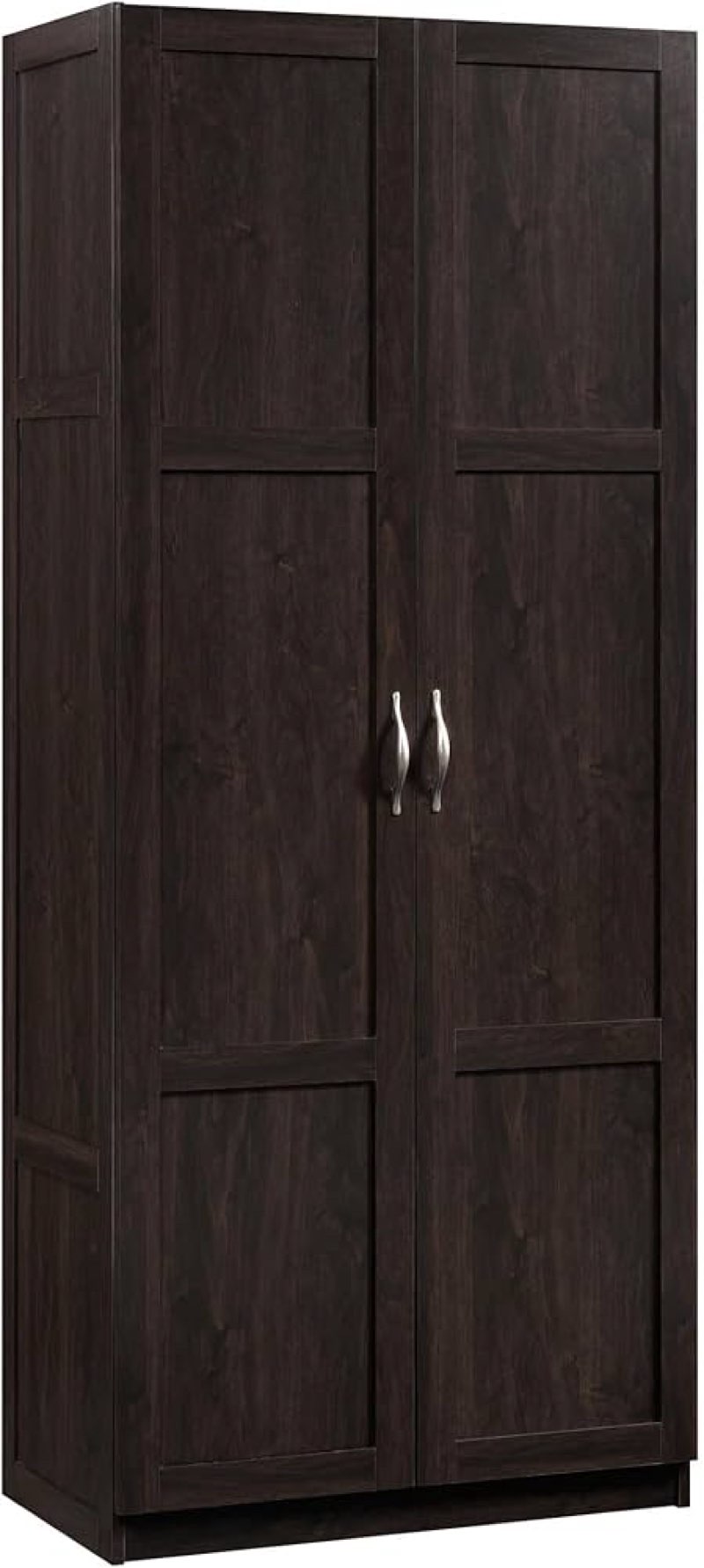 sauder storage cabinet/ pantry cabinets, 29.61 " x d: 16.02 " x h: 71.50", cinnamon cherry finish