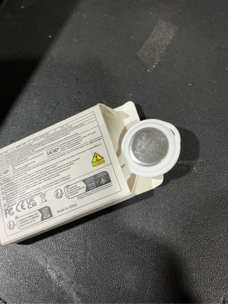 Condition photo showing Good Condition for 2 Pack Tracker Tags [Apple MFi Certified] Pair with Apple Find My (iOS Only) Bluetooth Air Smart Tags Key Finder Item Locator Waterproof Finder Worldwide Tracking for Pets Wallet Backpack Dogs Luggage white