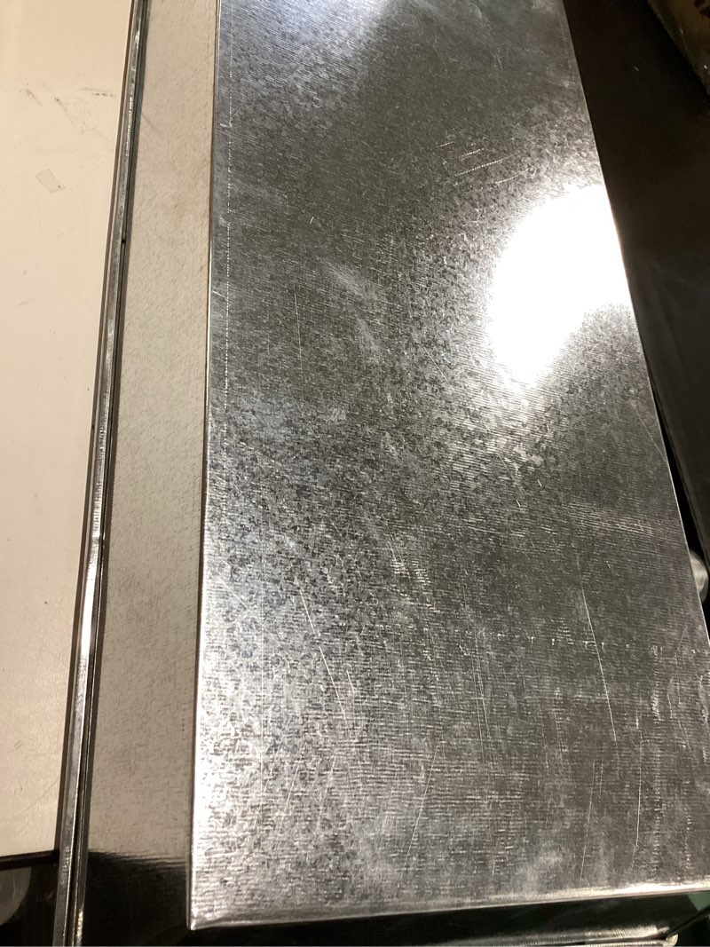 Condition photo showing As Is for Achla Designs Antique Galvanized Steel Rectangular Plant Tray- 29 in, Silver