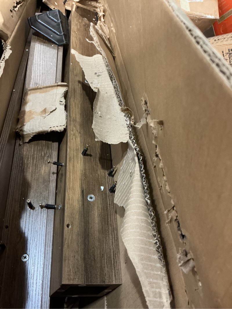 Condition photo showing As Is for Tohomeor Farmhouse Console Table, 2-Tier Wood Sofa Table Behind Couch Narrow Entryway Accent Table for Entrance, Hallway, Living Room, Foyer Retro Brown 11.81"D x 47.24"W x 31.5"H