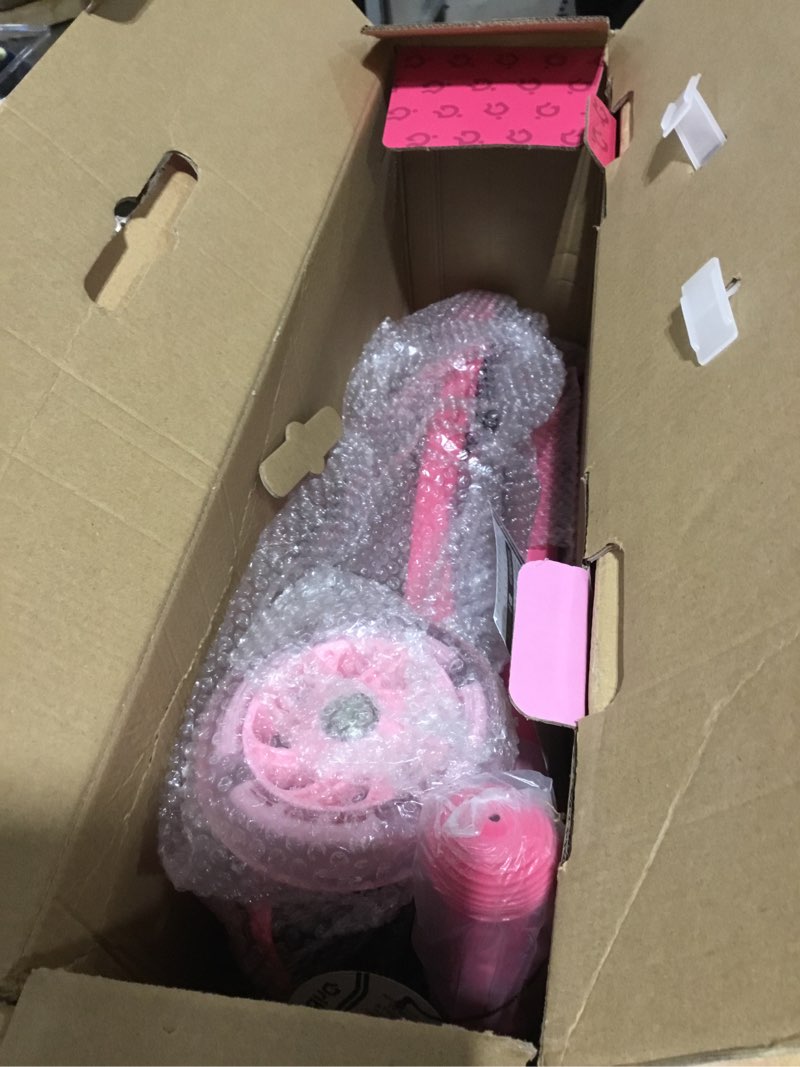 Condition photo showing Good Condition for Dribbl 3-Wheel Kids Scooter - Lean-to-Steer Technology, Adjustable Height Handlebar, Wide Anti-Slip Deck, Scooter for Boys & Girls Ages 3+, Child Safety Approved, Support Riders Up to 165 lbs, Pink