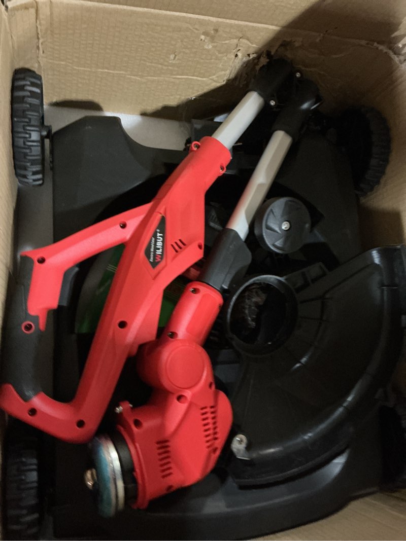Condition photo showing Good Condition for 4-in-1 cordless lawn mower, weed eater and edger combo, adjustable height & angle, electric string t