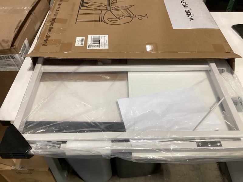 Condition photo showing Good Condition for alawooder folding desk - 31.5" wood top foldable desk for small spaces | no assembly required compact desk for home office, writing, and study white 31.5"w x 15.7"d