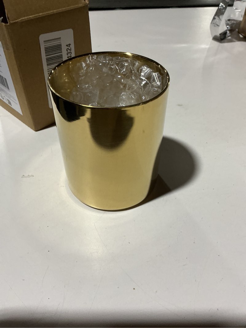 Condition photo showing Good Condition for Juvale Desk Organizer Pen & Pencil Holder - 3.2 x 3.9 in, Gold Stainless Steel - Desk Supply Organizer with Gold Pen Cup, Makeup Brush Cup & Vanity Brush Holder