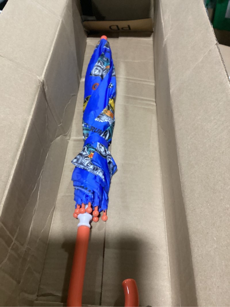Condition photo showing New/Like New for alaza monster trucks comic style kids umbrella for girls boys toddler children rain & sun umbrella