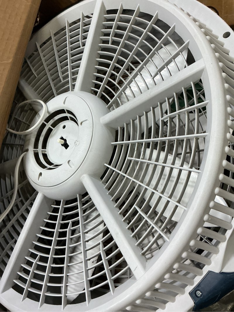 Condition photo showing As Is for lasko wind machine fan, air circulator fan with 3 speeds, 20" model 3300, gray