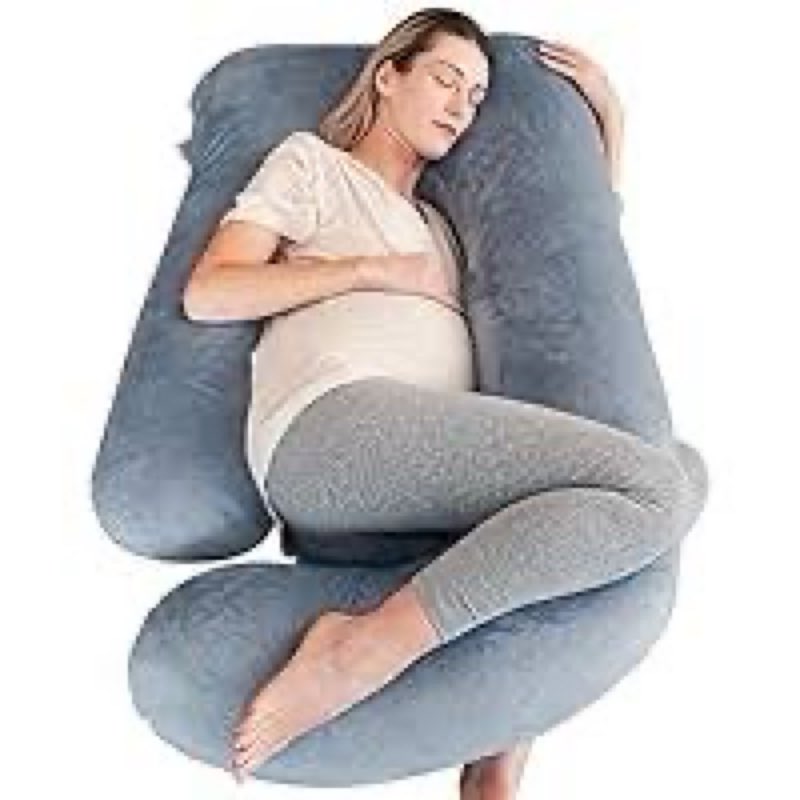 Cute Castle Pregnancy Pillows, Soft U-Shape Maternity Pillow with Removable Cover - Full Body Pillows for Adults Sleeping - Pregnancy Must Haves - Jumbo 57 Inch - Grey
