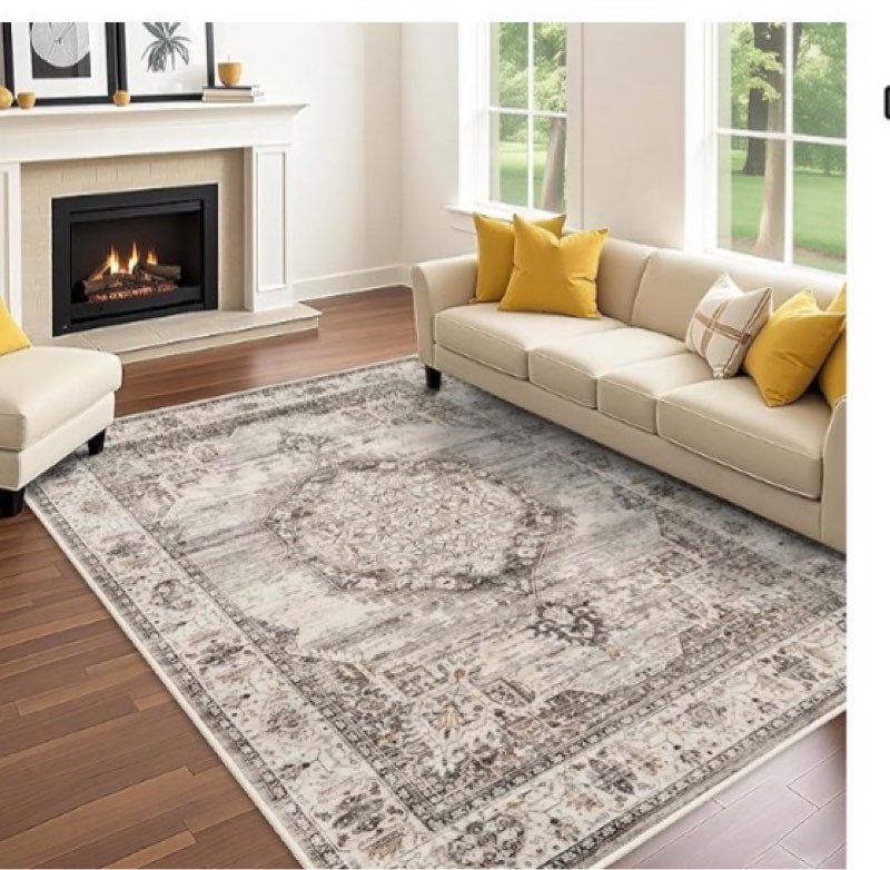 similar washable rugs 7x9 area rug?large rugs for living room - oriential distressed printed floral carpet - non slip with rubber backing area rug 7'x9' beige