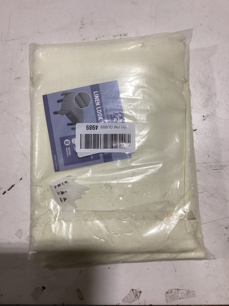 Condition photo showing Good Condition for h.versailtex linen textured table cloths rectangle 60 x 120 inch premium solid tablecloth spill-proof waterproof table cover for dining buffet feature extra soft and thick fabric wrinkle free, ivory 120" x 60" (rectangular) ivory