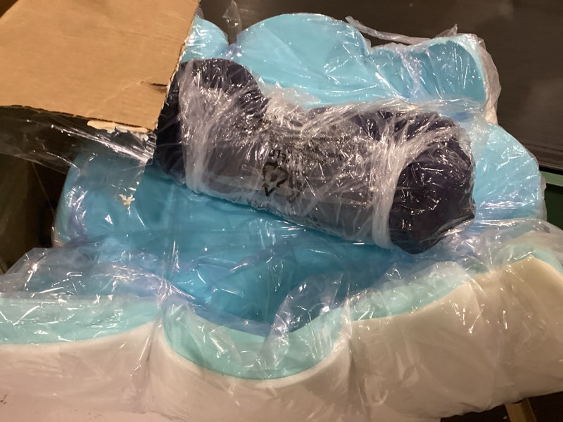 Condition photo showing As Is for extra large lumbar support pillow for recliner, 20"x14"x5.5" back support cushions with back strap, 100% foam high supportive, durable, black
