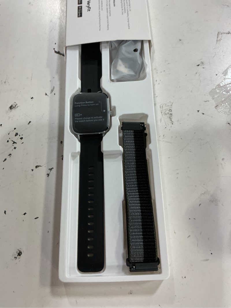 Condition photo showing New/Like New for smart watch for women men, 1.85" hd amoled fitness tracker (answer/call) with 24/7 heart rate/sleep/spo2 monitor for iphone & android, 120+ sports modes smartwatch with ip68 waterproof, 2 bands black 1.85