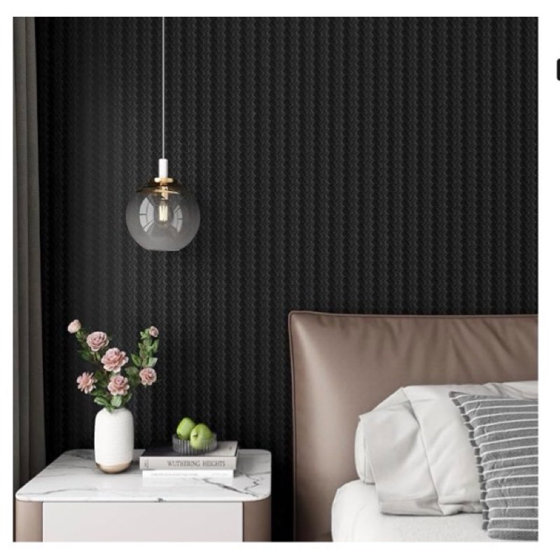 ReWallpaper Basketweave Peel and Stick Wallpaper 30in x 16.5ft Black Texture Wallpaper Waterproof Em