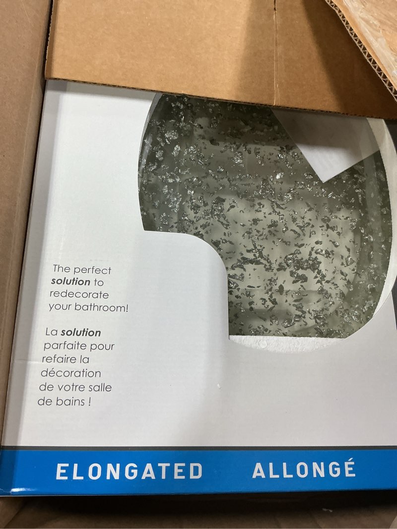 Condition photo showing New/Like New for Ginsey Home Solutions Elongated Resin Toilet Seat, Silver Foil DAA Elongated