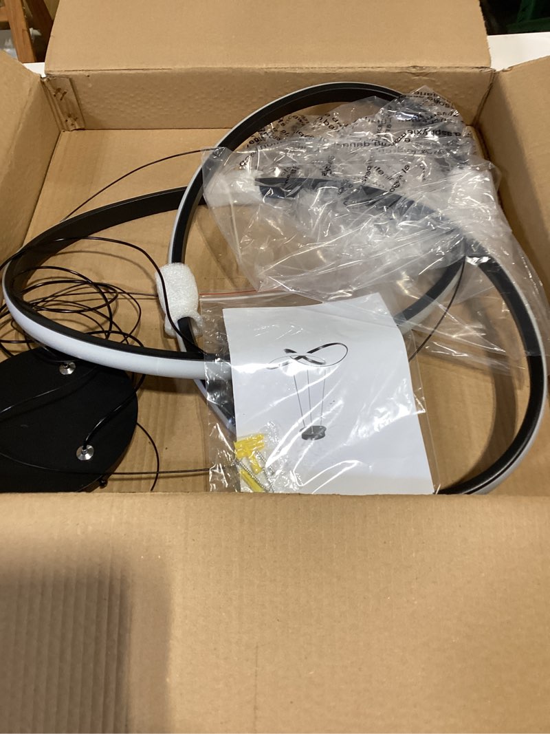 Condition photo showing Good Condition for viruhaka modern led pendant light fixture?black contemporary ceiling hanging fixture with irregular ring lights for dining living room bedroom kitchen island cafe?4000k?neutral light ? black(20.07''w*70.86''h)