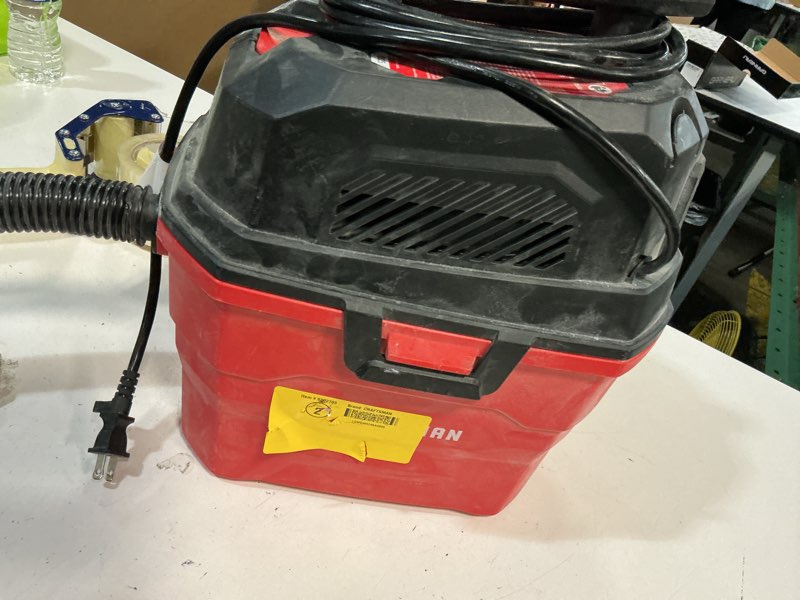 Condition photo showing As Is for craftsman 3-gallon 3 hp corded wet/dry shop vacuum with accessories included