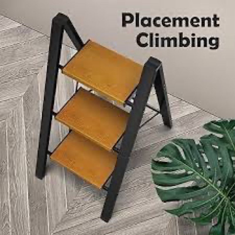 Taranta 3 Step Ladder,Aluminum Lightweight Folding 3 Step Stool with Anti-Slip Wide Pedal, 330lbs Ca