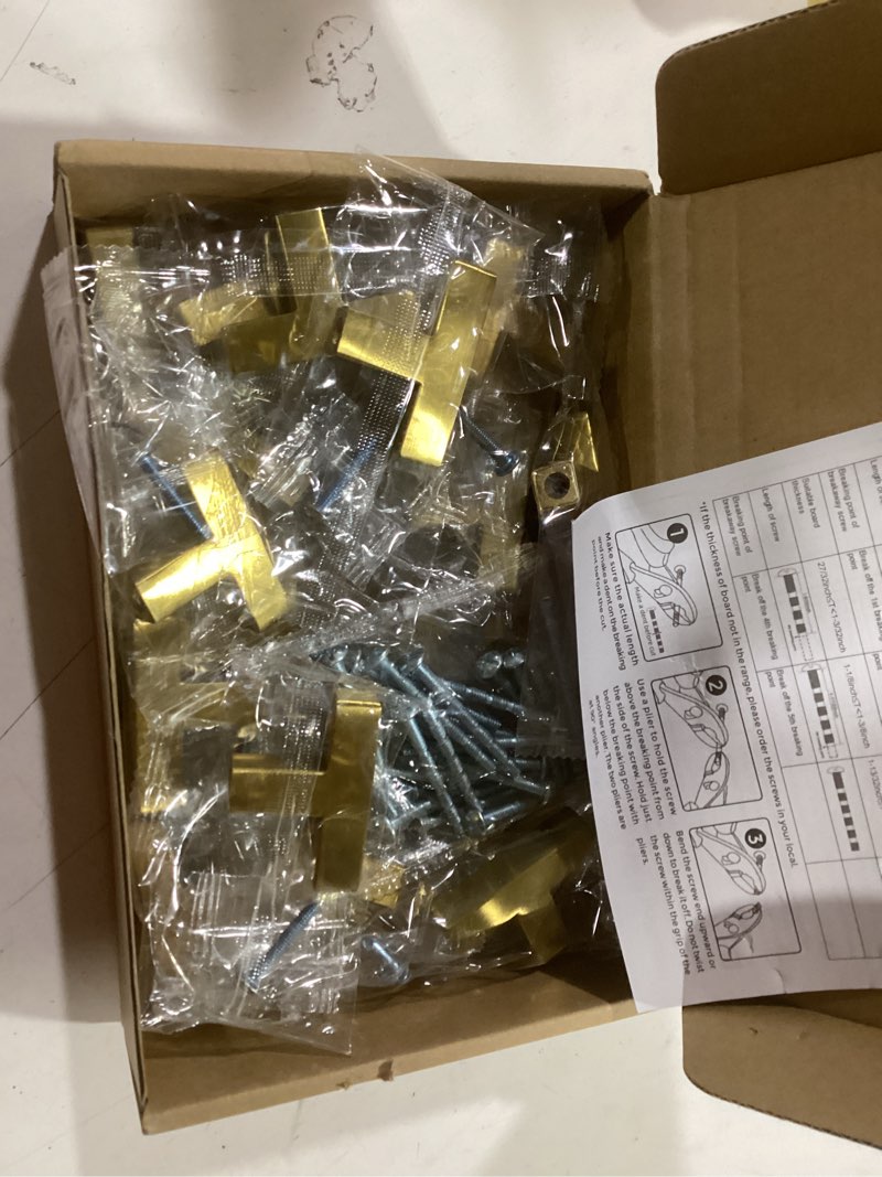 Condition photo showing Good Condition for 25 Pack Brushed Brass Cabinet Pulls, 2 Inch Cabinet Door Handles with Single Hole, Square Kitchen Ha