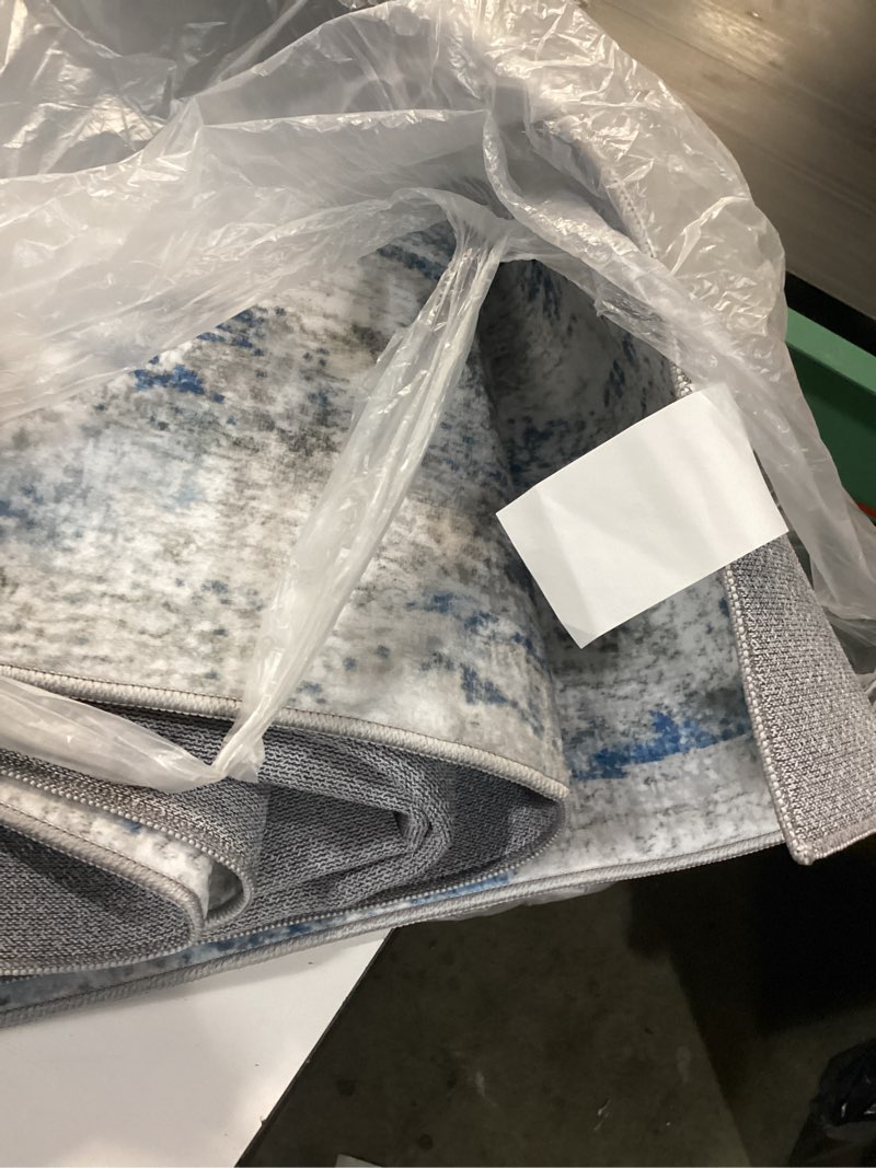 Condition photo showing Good Condition for Area Rug Living Room Rugs: 5x7 Large Soft Indoor Carpet Modern Abstract Rug with Non Slip Rubber Backing for Under Dining Table Nursery Home Office Bedroom White Gray Blue White Gray Blue 5' x 7' (Rectangular)