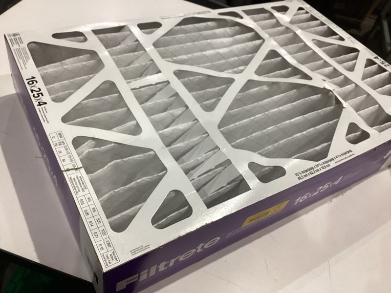 Condition photo showing Good Condition for filtrete 16-in w x 25-in l x 4-in merv 12 1550 mpr allergen, bacteria and virus electrostatic pleated air filter