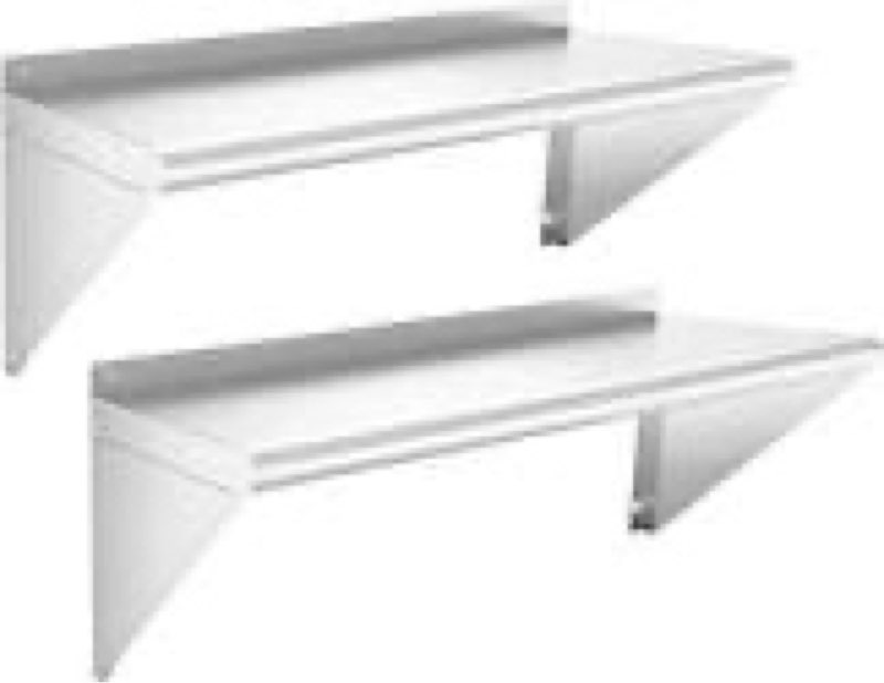 STABLEINK Stainless Steel Shelf 12x36 Inches, Heavy Duty Commercial Shelves with 2 Brackets Wall Mou