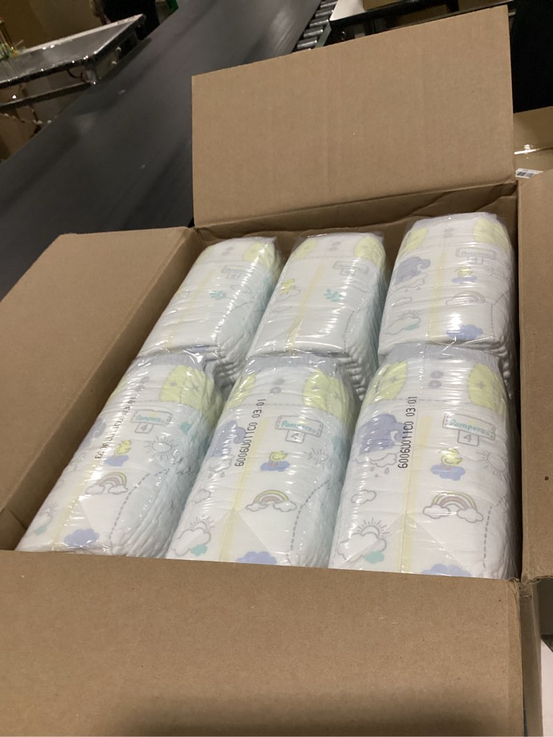 Condition photo showing New/Like New for pampers swaddlers diapers, size 4 (15-34 lbs), 150 count, absorbent, keeps baby dry and comfortable, skin safe disposable baby diaper (packaging may vary) size 4 150