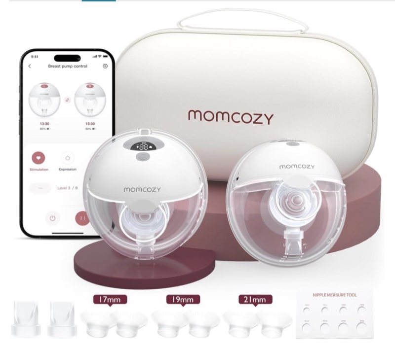 momcozy m9 wearable pump: app-controlled, ultra-quiet & discreet hands-free pumping