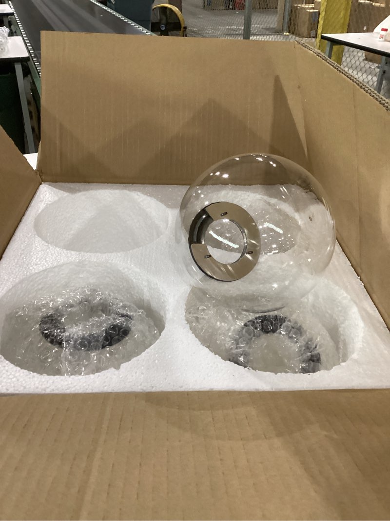 Condition photo showing As Is for globe glass pendant light modern black clear globe glass chandelier mid century chandelier 3-light hanging fixture for kitchen island foyer hallway dining room black-clear glass globe 3-lights