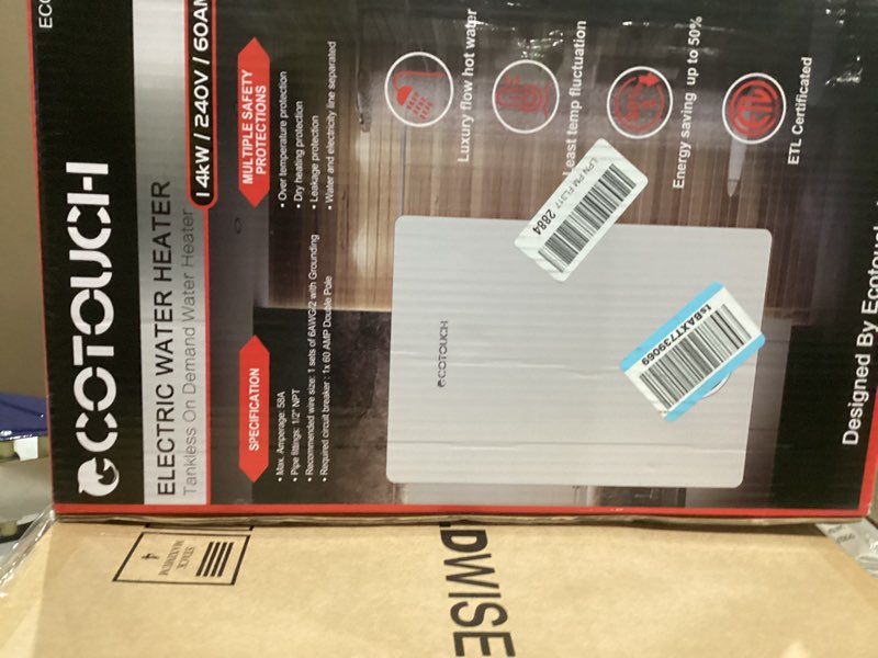 Condition photo showing New/Like New for electric tankless water heater, ecotouch 14kw instant hot water heaters on demand 240v point of use hot water heater etl certificated self-modulation eco140b black