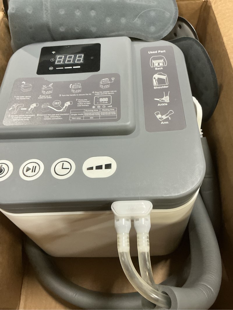 Condition photo showing As Is for KETFIY Cold Therapy Machine,Programmable Timer Knee Ice Machine with Silent Pump,Knee Replacement System for Cryotherapy Pain Sports Injuries,Ice Therapy Ankle/Leg/Shoulder/Back/Hip Grayish White