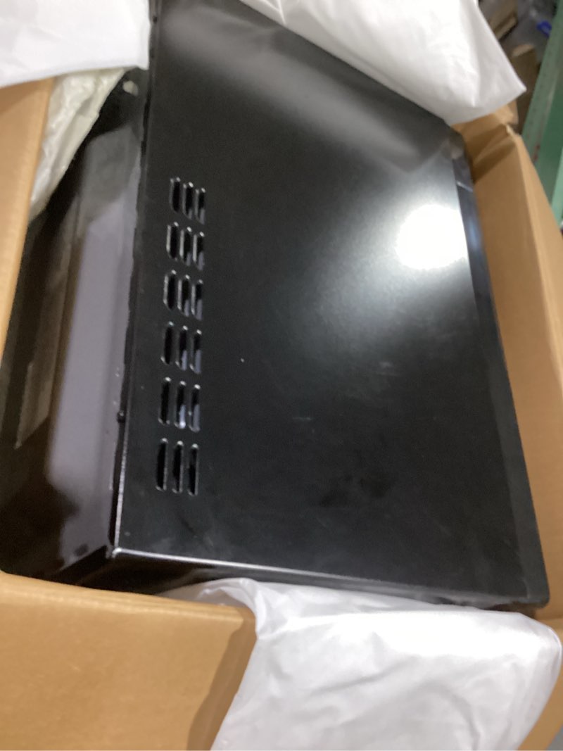 Condition photo showing As Is for (Similar too) Farberware 1.1 Cu. Ft. Countertop Microwave Oven – 1000 Watts Power, Auto Cook Settings, Defrost, Easy Clean and Child Safety Lock - Stainless 1.1 Cu. Ft. Stainless Steel