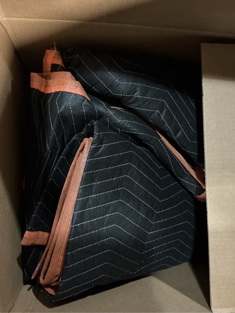 Condition photo showing As Is for amazon basics moving blankets, 72" x 80", pack of 6, black 72-inch by 80-inch