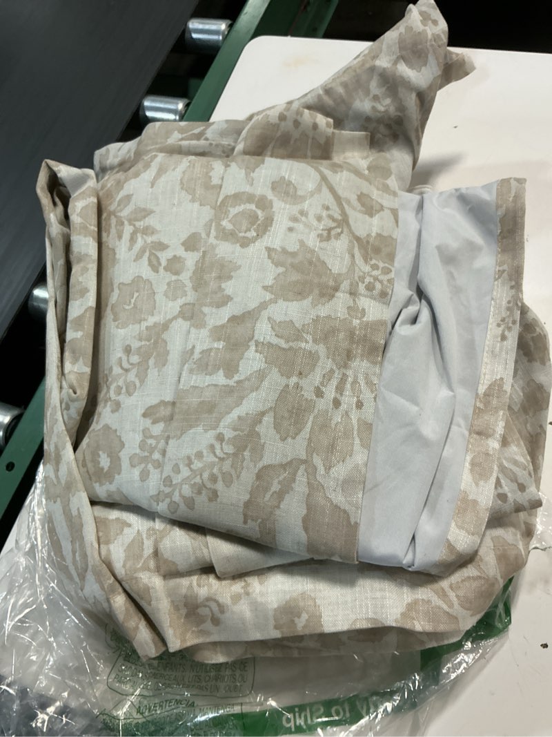 Condition photo showing Good Condition for driftaway julia 100% blackout linen curtains for bedroom beige floral watercolor pattern double layer thermal insulated sound reducing drape for living room grommet 2 panels each w52 x l84 linen beige linen camel beige 100% blackout/grommet 52"w x 84"l (pack of 2)