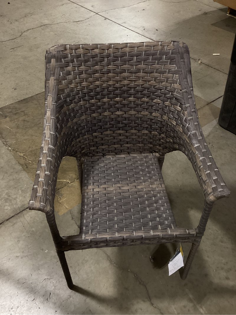 Condition photo showing Good Condition for style selections lola wicker stackable black steel frame stationary conversation chair