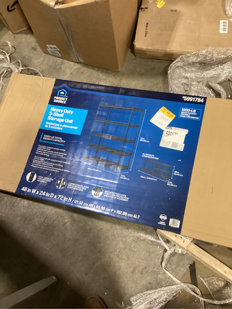 Project Source 5 -Tier Heavy Duty Black Metal Utility shelving unit with Wire Shelves ( 48-in W x