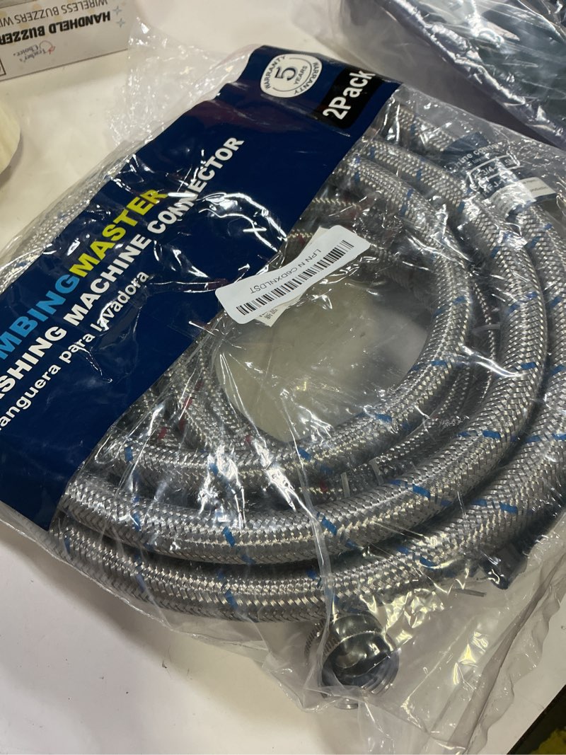 Condition photo showing Good Condition for 10ft stainless steel washing machine hoses with 90 degree elbows,2 pack red and blue washer hoses,burst proof hot & cold water connection inlet washer supply lines 10ft red and blue