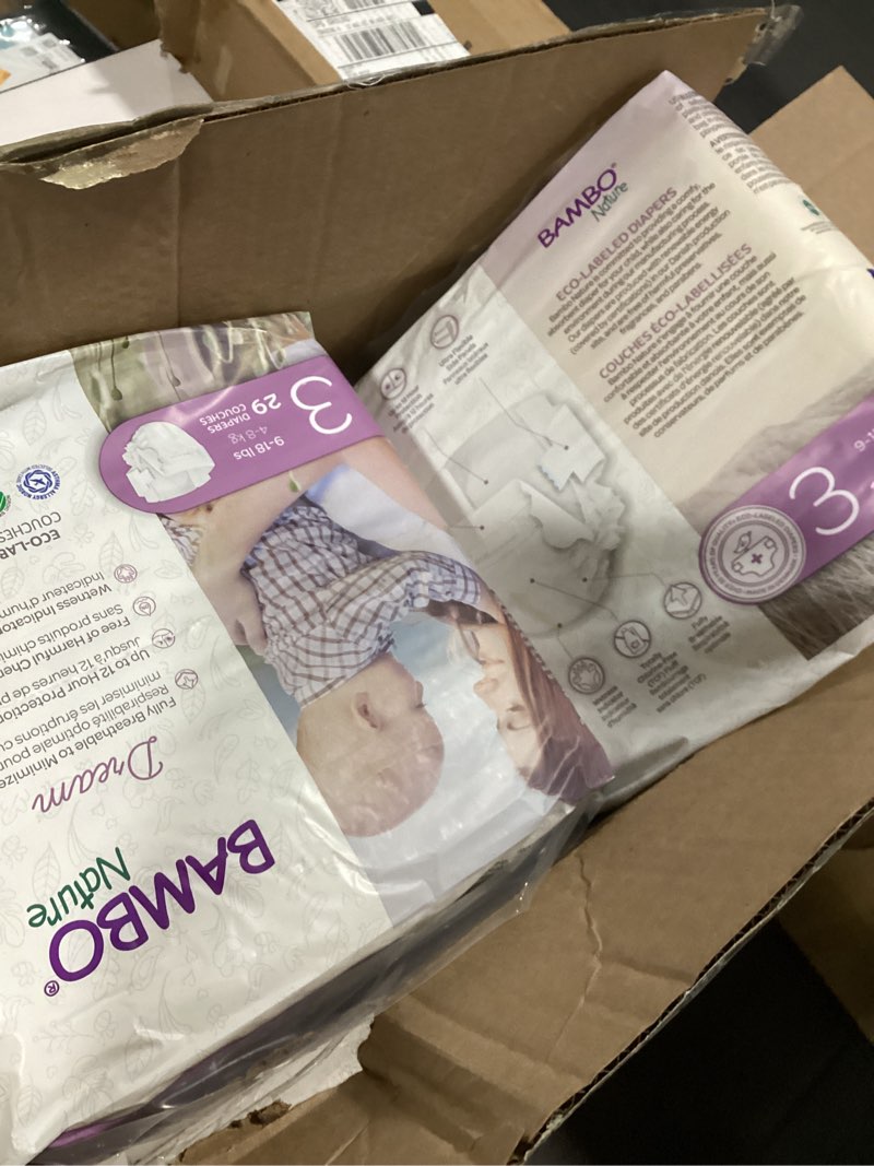 Condition photo showing Good Condition for Bambo Nature Hypoallergenic Baby Diapers, Eco-Labelled Sustainable Diapers, Enhanced Leakage Protection, Totally Chlorine-free, Skin Friendly, and Super Absorbent - Size 3 Size 3