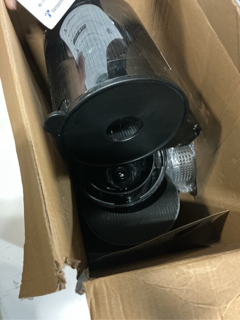 Condition photo showing As Is for canoly c16 cold press juicer, 6" extra wide feed chute, 3-in-1 strainers (juice & sorbet & nut milk), powerful ac brushless motor, self precut system, juicer machines with bpa-free (space gray)