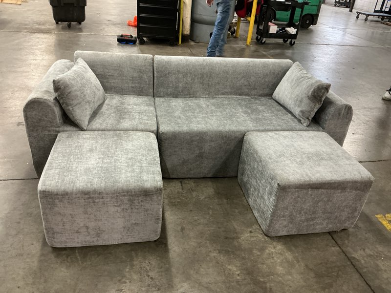 Condition photo showing As Is for Decofy 86.6" Cloud Boneless Sectional Sofa for Living Room, 3-Seater Modular Couch for Small Apartme