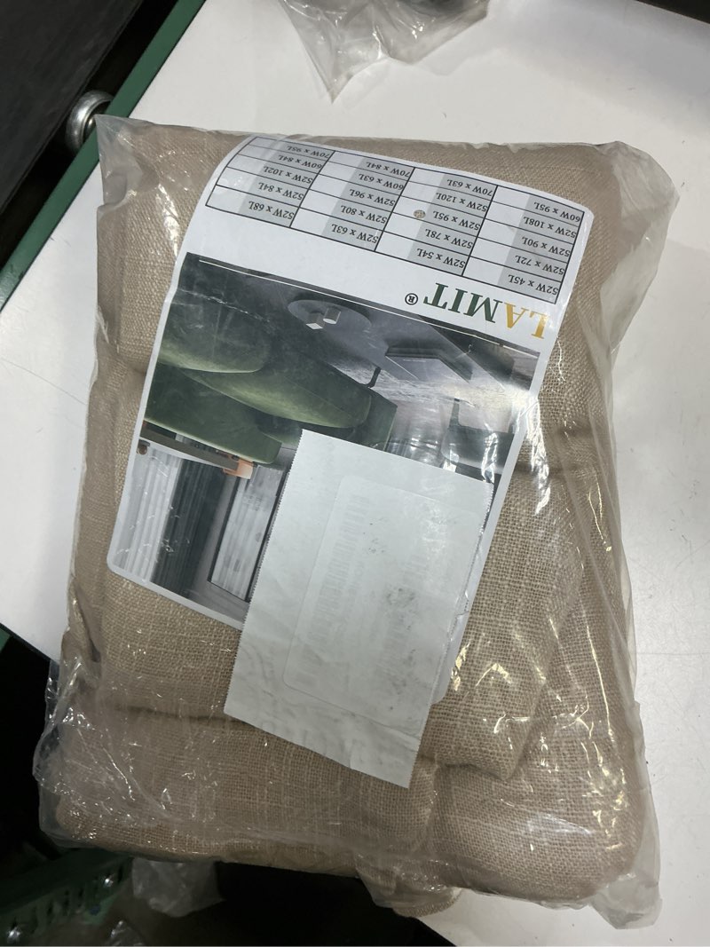 Condition photo showing Good Condition for lamit natural linen curtains 95 inch for living room, back tab and rod pocket linen textured semi sheer curtains light filtering drapes for bedroom/french door, set of 2, 52 x 95 inch, linen 52"w x 95"l (pack of 2) linen