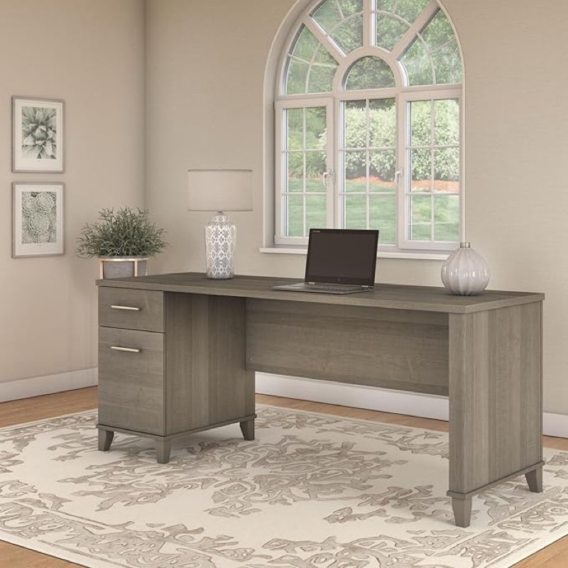 incomplete* only top  missing drawers * Bush Furniture Somerset 72W Computer Desk with Drawers | Large PC/Laptop Table for Home Office in Ash Gray