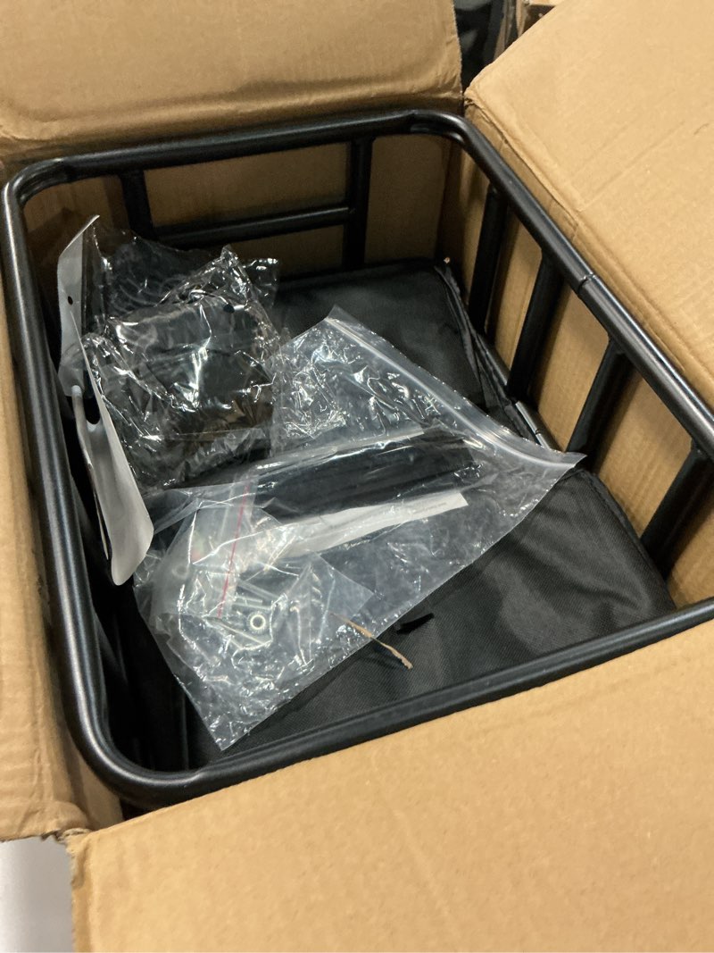 Condition photo showing Good Condition for bike basket rear, large bicycle basket with cargo net, liner and waterproof cover for electirc bike, ebike and bikes 16.9 x 13 x 5.9"