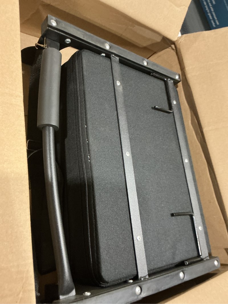 Condition photo showing As Is for Stadium Seats for Bleachers, Bleacher Seats with Ultra Padded Comfy Foam Backs and Cushion, Wide Portable Stadium Chairs with Back Support and Shoulder Strap Regular - 16.9"W x 13.2"D x 15.4"H Black 1