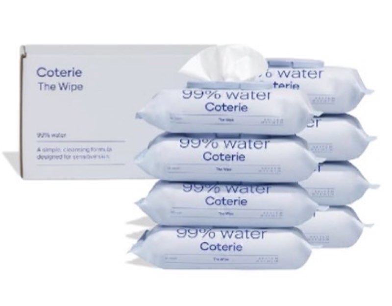 Coterie Baby Wipes for Sensitive Skin, Plant-Based and Plastic-Free Fibers, 99% Water, Hypoallergenic, pH Balanced, Unscented, Clean and Gentle Baby Essentials,  4 pack 