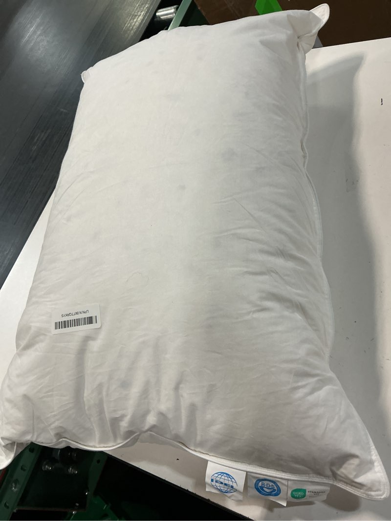 Condition photo showing As Is for goose down pillow queen size, luxury hotel collection bed pillow for sleeping?3-chamber design?900+ fill power?downproof?100% cotton shell (white, queen) white 30"x20"
