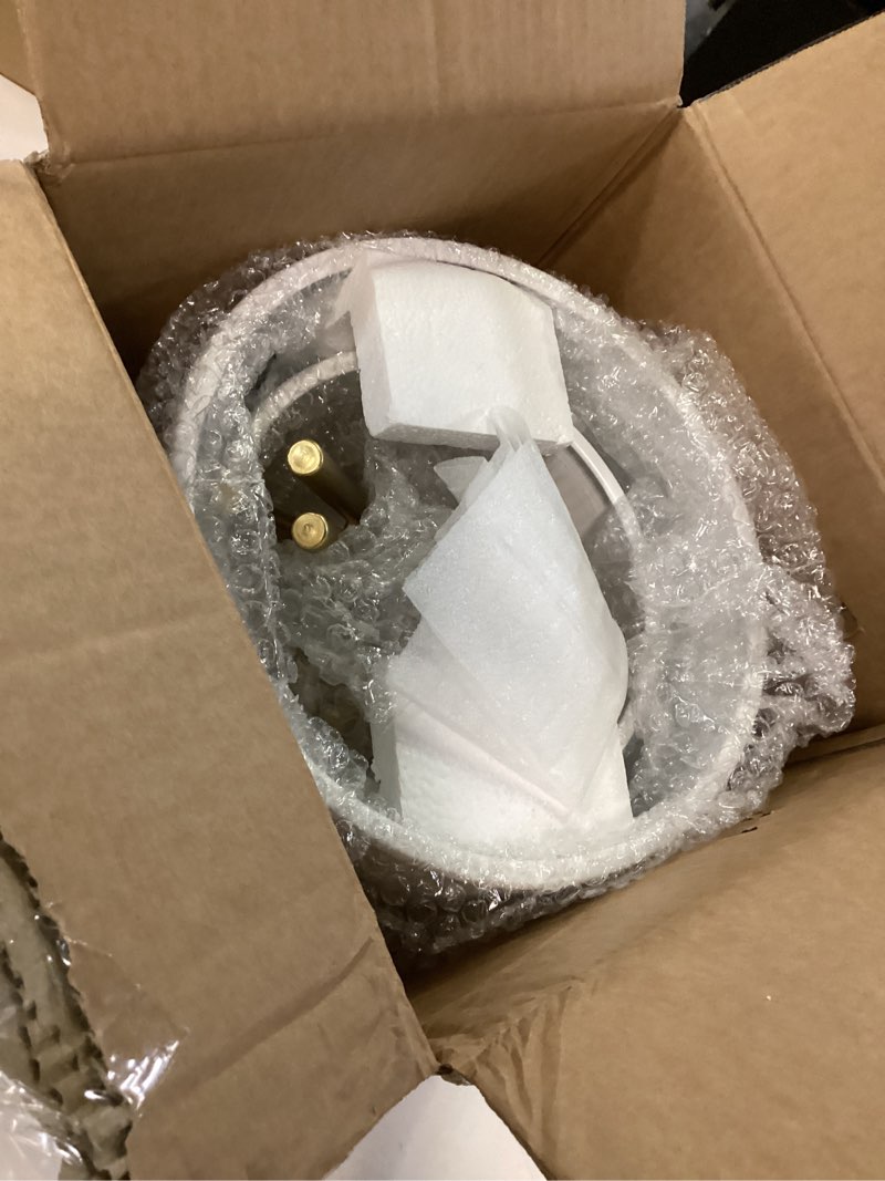 Condition photo showing Good Condition for ARNIS Modern Planter Pots, Set of 2 Round Large Planters with Stand, Decorative Floor Planters, Metal Pots with Drainage Holes for Living Room, Office, Garden or Balcony, 8.25 &10.5 Inch, White & Gold White 8.25 &10.5