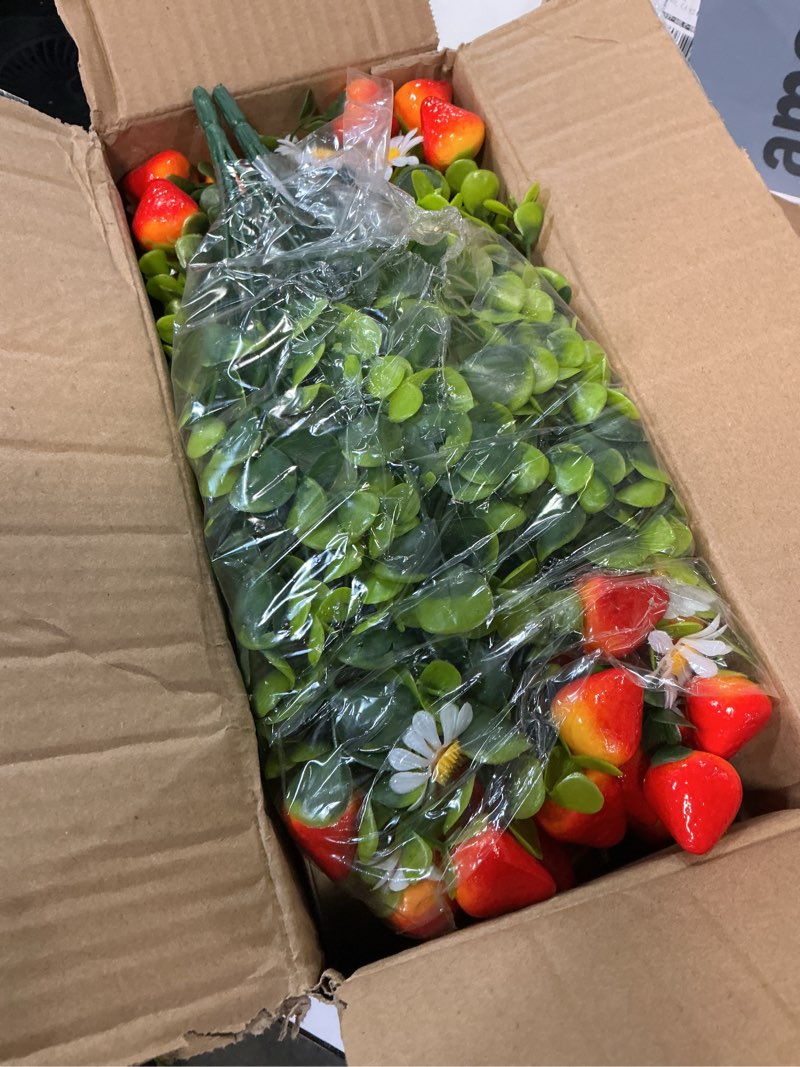 Condition photo showing New/Like New for 3 pack strawberry mason jar table centerpiece, artificial strawberry home centerpieces fake strawberry daisy plants with faux leaves for summer farmhouse wedding decor, tiered tray tabletop display
