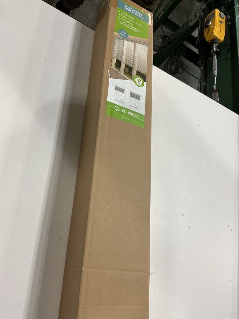 Condition photo showing New/Like New for DENFOON Motorized Zebra Blinds, Solar Powered Dual Layer Automatic Shades with Remote Control, Rechargeable Smart Blinds Horizontal Wireless Electric Shades for Windows, Custom Size, White? 20 x 72 White 20"W x 72"H