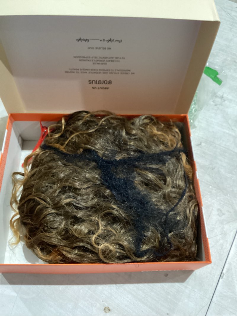 Condition photo showing New/Like New for GORGIUS Veralux Blend Shaggy Haircuts Ombre Curly Wig with Bangs Honey Colored Wig Crafted with Style-Archive Technology: Premium Fiber & Remy Human Hair Blended, Realistic Look with True Scalp Honey Colored 20 Inch