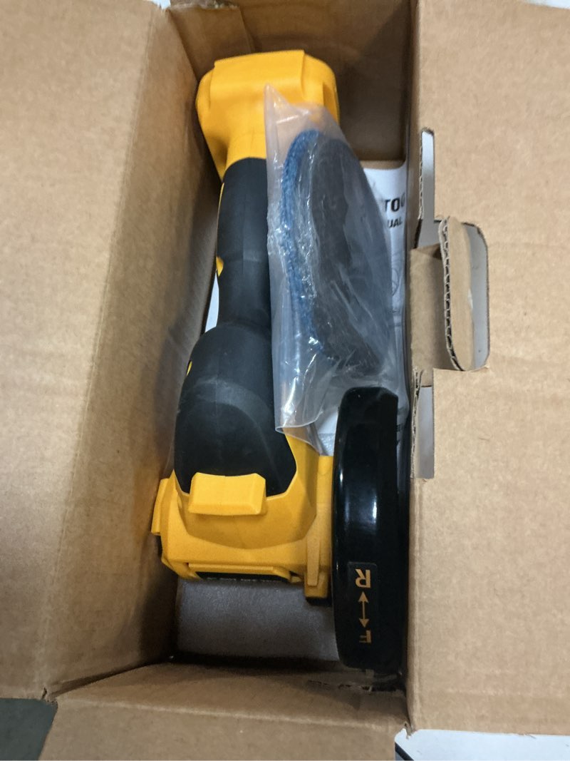 Condition photo showing Good Condition for cordless cut off tool for de-walt 20v battery, 4" cut off tool 18,000 rpm brushless motor with 3 variable speed, 7 blades, dust cover, mini circular saw for cutting wood, metal, plastic(tool only) yellow for de-walt battery